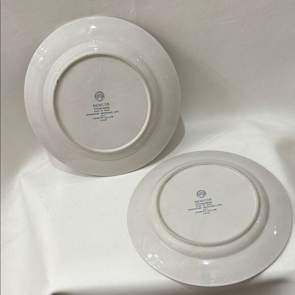 Newcor Stoneware 10 1/2 In Large Dinner Plates Country Village Scene Japan Set 2 - Picture 4 of 11